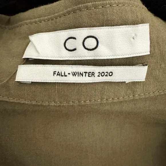 CO Cotton Linen Blend Elegant Olive Green Women's Dress Size M